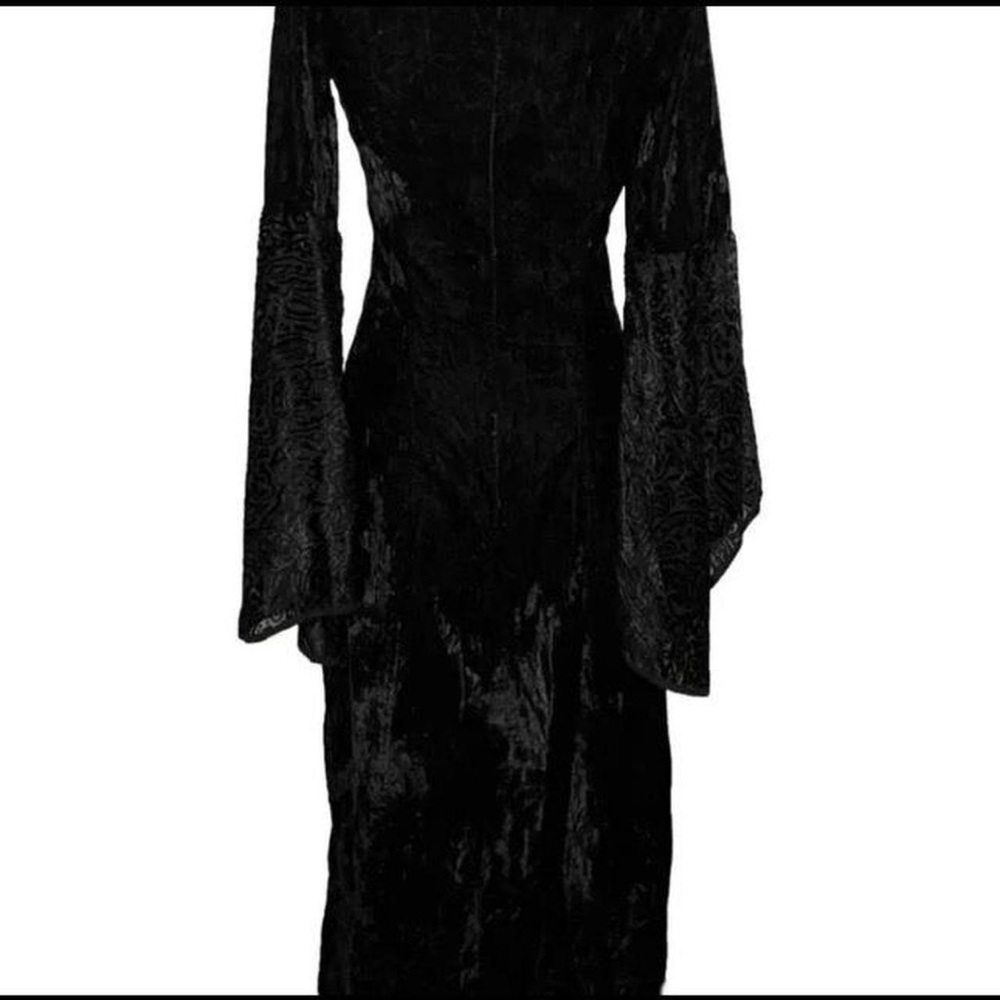 Lip Service vintage Y2K velvet maxi dress - red inlay & bell sleeves Size Medium - Picture 2 of 8